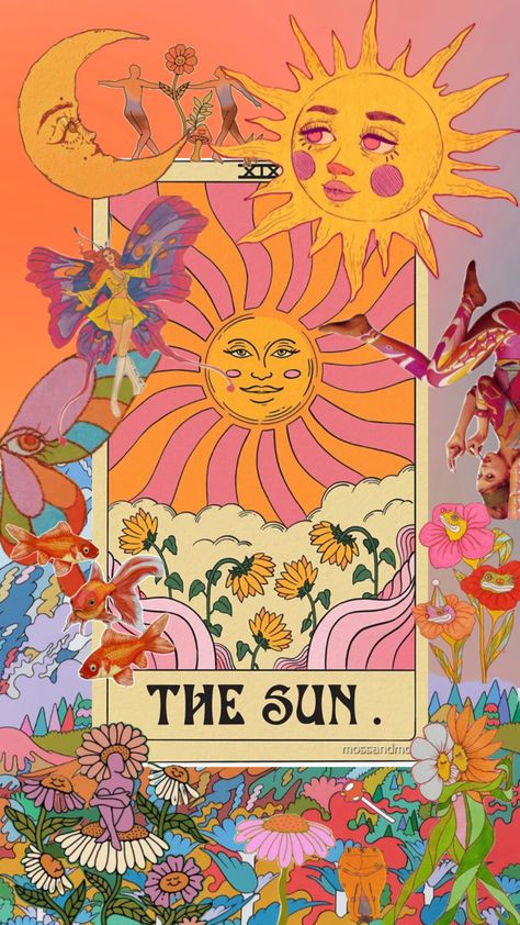 here comes the sun #rainbow #colorful #hippievibes #bright #flowers #beaming #glow Aura Wallpaper, Tarot Cards Art, Rainbow Aesthetic, Abstract Art Wallpaper, Hippie Wallpaper, Phone Wallpaper Patterns, Here Comes The Sun, Cards Art, Bright Flowers