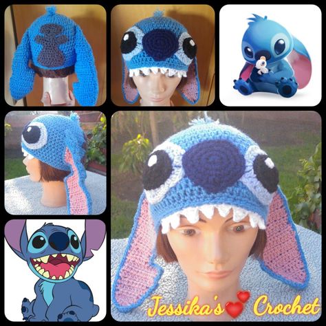 Lilo and Stitch hay Handmade crochet by https://www.facebook.com/jessikascrochet/ Crochet Lilo And Stitch Hat, Lilo And Stitch Crochet Hat Pattern Free, Lilo And Stitch Crochet, Disney Ears Headband, Hair Items, Hat Patterns Free, Lilo Y Stitch, Crochet Mermaid, Crochet Hats Free Pattern