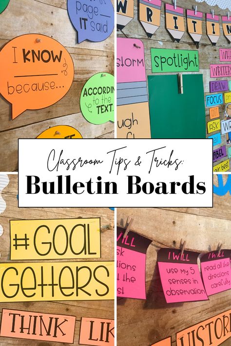 Do you struggle with setting up the perfect bulletin boards during back to school season? I have some great tips and tricks to help you set up quick and easy displays! Bulletin boards that will serve a purpose and keep your students engaged all year! Writing Bulletin Boards, Christian Bulletin Boards, Bulletin Board Paper, Center Rotations, Math Rotations, Math Anchor Charts, Bulletin Board Sets, 4th Grade Reading, School Season