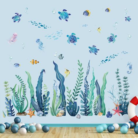 PRICES MAY VARY. Reliable Material: wondever wall decals are made of high quality self-adhesive PVC material, safe and non-toxic, easy to peel and stick, durability and waterproof. Easy to Use: Just peel them off, then paste to the place you want, with no residue left behind. It can be applied on most smooth, flat, dry, and clean surfaces, which are very easy to be pasted or removed. Widely Application: wondever wall stickers are perfect for home decoration or room decoration, such as living roo Turtle Bathroom, Stick Wall Art, Wall Art Decals, Stickers Sheet, Room Baby, Kids Game, Sea Turtles, Art Decals, Decal Wall Art