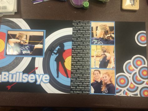 Archery scrapbook page Archery Scrapbook Pages, Archery Fundraising Ideas, Archery Scrapbook Layouts, Army Scrapbook Layouts, Army Cadets, Scrapbooking Sports, School Scrapbook Layouts, School Scrapbook, Scrapbook Titles