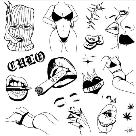 Sketches Love, Gotik Tattoo, Tato Flash, Card Tattoo Designs, Petit Tattoo, Flash Tattoo Designs, Tattoo Flash Sheet, Doodle Tattoo, Cute Little Tattoos