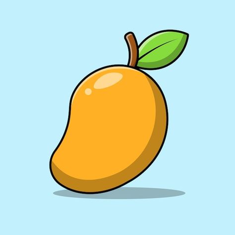 Mango Digital Art, Mango Cartoon Drawing, Cute Stickers Fruits, How To Draw Mango Fruit, Mango Cartoon Image, Cute Mango Fruit Drawing, Mango Drawings Cute, Mangoes Drawing, Mango Fruit Drawing