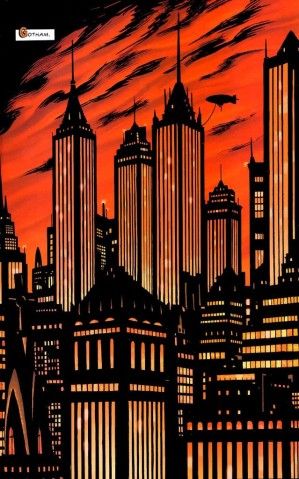 One of many Gotham City skyline shots sure to be pinned to this board. Gotham City Wallpaper, Gotham City Skyline, Gotham City Sirens, Dark Deco, City Skyline Silhouette, Affiches D'art Déco, City Tattoo, Graphisches Design, Skyline Silhouette