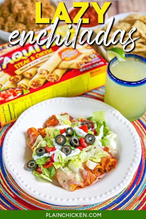 Taquito Enchiladas, Recipes Made With Ground Beef, Lazy Enchiladas, Frozen Taquitos, Easy Beef Recipes, Fiesta Recipes, Taquitos Beef, Taquitos Recipe, Enchilada Casserole Recipes