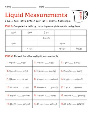 Liquid Measurements, Ixl Learning, Measurement Conversion, Measurement Worksheets, Measurement Conversions, Activity Workbook, Math Measurement, Fourth Grade Math, Activities Worksheet