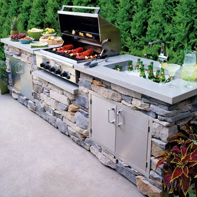 Photo: Wendell T. Webber | thisoldhouse.com | from 10 Smart Ideas for Outdoor Kitchens and Dining Design Grill, Rayong, Backyard Kitchen, 카페 인테리어 디자인, Built In Grill, Bbq Area, Hus Inspiration, Dream Backyard, Backyard Bbq