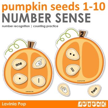 Introduce your students to a fun and interactive way to practice number recognition with the Pumpkin Seed Number Sense Activity! This engaging resource helps young learners match various number representations to the correct pumpkin.Whats Included:Pumpkin cards (1-10): Each pumpkin displays a number for children to match with the corresponding seeds.Pumpkin seed cards: Feature a variety of number representations for each number 1-10, including: dots, tally marks, number words, counting fingers.How to Use:Setup: Print, laminate, and cut out the pumpkin and seed cards for durability. You can optionally attach Velcro to the back of each seed and on the pumpkins for easy matching.Activity: Children will match the pumpkin seeds (dots, tally marks, number words, and counting fingers) to the corr Pumpkins Kindergarten Activities, Pumpkin Seed Counting, Kinder Math Centers, Name Activities Preschool, Pumpkins Kindergarten, Seed Cards, Math Enrichment, Number Sense Activities, Sped Classroom