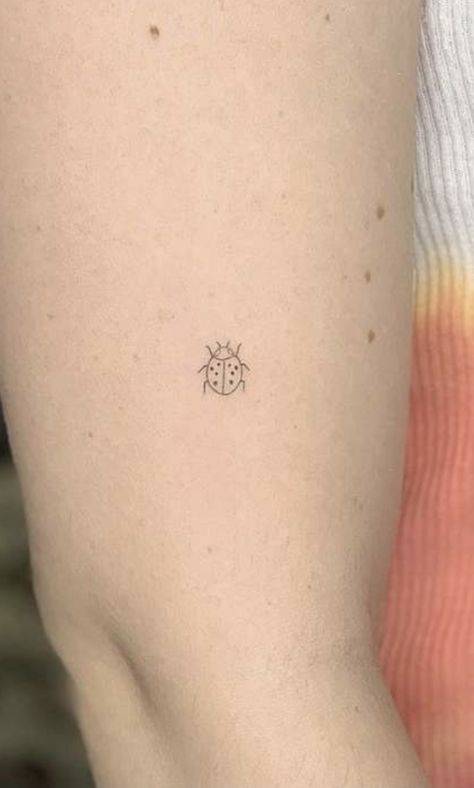 Mini Ladybug Tattoo, Ladybug Tattoo Fine Line, Small Ladybug Tattoo Fine Line, Minimal Ladybug Tattoo, Cute Ladybug Tattoo, Minimalist Ladybug Tattoo Simple, Tiny Ladybug Tattoo, Tiny Bug Tattoo, Fine Line Bug Tattoo