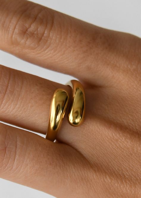 Ring Open design Gold finish  Material: Stainless Steel Big Gold Ring, Jogging Outfit, Golden Rings, Steel Product, Gold Aesthetic, Finishing Materials, Golden Ring, Stainless Steel Ring, Ring Crafts