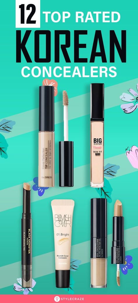 12 Top Rated Korean Concealers: we have high-quality Korean concealers that are popular around the globe for hiding tough skin imperfections. So if you are willing to try a Korean concealer, scroll through our 12 best picks. Also, refer to our buying guide that’ll help you choose the right concealer for your skin. #Makeup #MakeupIdeas #MakeupTips #Korean #KoreanConcealer Korean Concealer Products, Concelear Application Korean, Best Korean Makeup Products, Korean Concealer, Concealer Tips, Best Korean Makeup, Apply Concealer, Color Correcting Concealer, Natural Glam Makeup