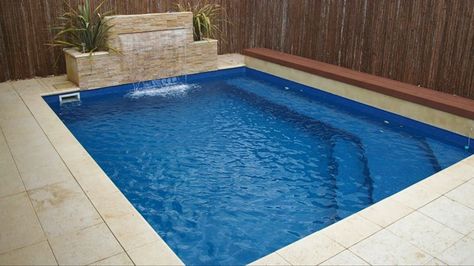 Splash pool with waterfall water feature Pool With Waterfall, Garden Fountains Outdoor, Swimming Pool Waterfall, Luxury Pools Backyard, Outdoor Tile, Types Of Water, Pools Backyard Inground, Outdoor Water Features, Pool Water Features