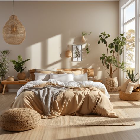 Chambre beige : 17 idées tendances pour une ambiance cosy Boston Bedroom, Scandi Bedroom, Beige Room, Warm Bedroom, Bedroom Ambiance, Beige Bedroom, Bohemian Bedroom Decor, Boho Bedroom Decor, Design Aesthetic