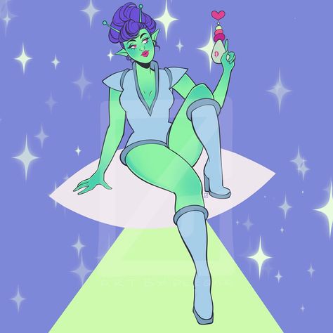 Far out, babe. #artober #artober2024 #art #illustration #spookypinups #alien #alienpinup #pinup Pin Up