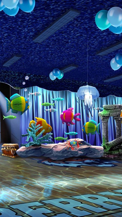 Under The Sea Homecoming, Vbs Ocean Theme, Little Mermaid Decorations, Ocean Vbs, Ocean Commotion, Homecoming Themes, Under The Sea Decorations, High School Story, Candy Land Decorations