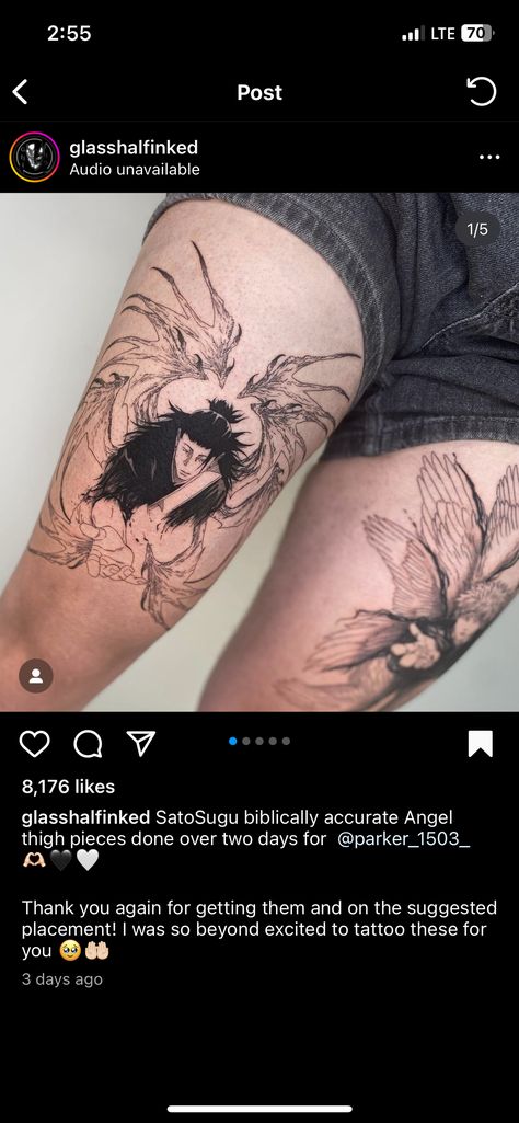 Anime Tattoos Thigh, Anime Thigh Tattoo, Thigh Piece, Thigh Tattoos Women, Knee Tattoo, Anime Tattoos, Thigh Tattoo, Tattoos And Piercings, Tattoos For Women