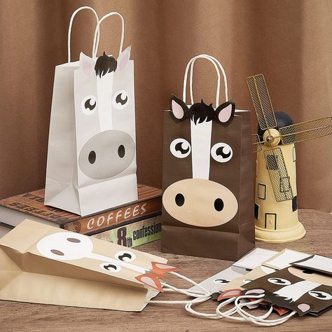 Party favor bags-Horse Party Favor Bags- Cowboy/Cowgirl Party Horse Party Decorations, Horse Party Favors, Barnyard Party, Horses Theme, Horse Party, Grand Daughter, Cowboy Horse, Cowgirl Party, Farm Party