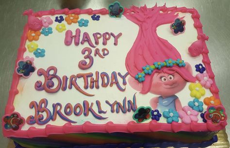 Calumet Bakery Trolls Sheet Cake Trolls Sheet Cake, Trolls Birthday Cake Ideas, Poppy Trolls Cake, Sheet Cake Birthday, Trolls Birthday Party Cake, Calumet Bakery, Trolls Birthday Cake, Poppy Cake, Whipped Icing