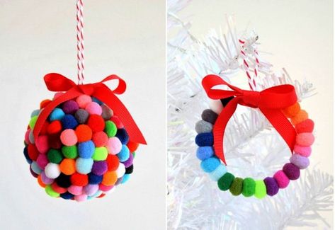 55+ DIY Christmas Tree Ornaments: Homemade & Beautiful Homemade Christmas Ornaments, Homemade Christmas Tree, Ornament Craft, Diy Christmas Tree Ornaments, Homemade Ornaments, Pom Pom Crafts, Easy Christmas Crafts, Christmas Ornaments Homemade, Christmas Ornament Crafts