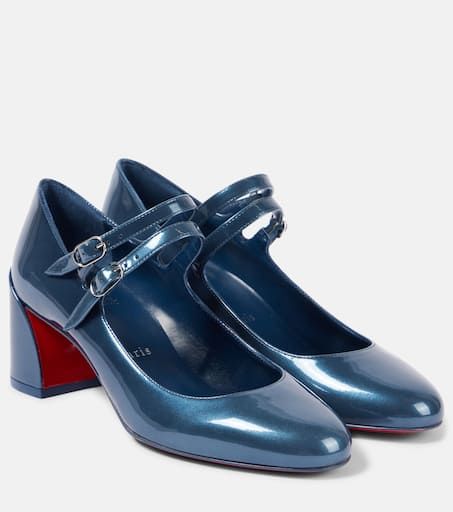 Miss Jane patent leather Mary Jane pumps in blue - Christian Louboutin | Mytheresa Christian Louboutin Shoes Pumps, Navy Pumps, Louboutin Online, Navy Blue Shoes, Mid Heels Pumps, Blue Pumps, Pink Pumps, Mary Jane Pumps, White Pumps