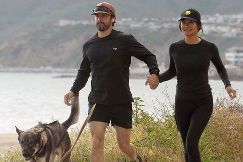 Milo Ventimiglia and Wife Jarah Mariano Hold Hands as They Enjoy PDA and Puppy-Filled Beachside Jog Milo Ventimiglia Now, Milo Ventimiglia Girlfriend, Jarah Mariano, George Stephanopoulos, Justin Long, Milo Ventimiglia, Dog Tie, Celebrity Music, Hold Hands