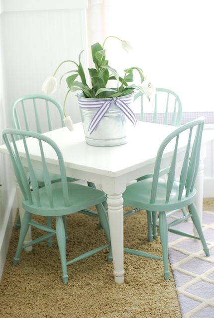 Saying Goodbye to Our Home - Home By Heidi Kid Table And Chairs, Painted Kids Table, Diy Kids Table And Chairs, Baby Bedroom Girl, Kids Table And Chair Sets, Paint Kids Table, Painted Kids Chairs, Kids Tables And Chairs, Purple Pottery