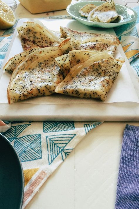 Lemon Poppy Seed Crepes with Blueberry Curd Blueberry Curd, Crepe Pan, Lemon Poppy Seed, Lemon Poppy, Lemon Sugar, Lemon Poppyseed, Poppy Seed, Small Bowls, Inspire Me