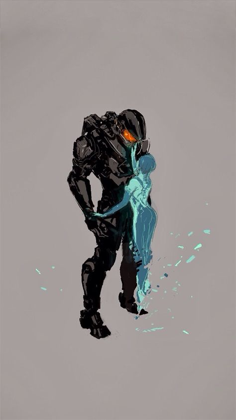 Cortana And Master Chief, Halo Tattoo Ideas Master Chief, Halo Master Chief Art, Halo Master Chief Wallpapers, Cortana Tattoo, Master Chief Tattoo, Master Chief Fanart, Master Chief Art, Halo Painting