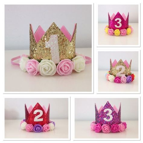 Rainbow Crown, 1st Birthday Crown, Birthday Crowns, Birthday Hats, First Birthday Hats, Crown Pink, Baby Crown, Hat Cake, Crown Silver