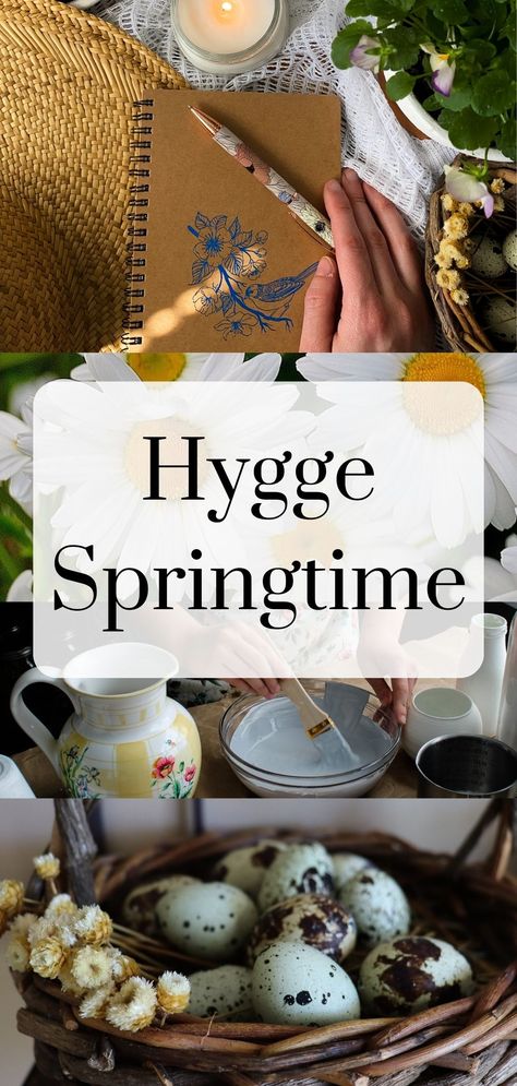 Have a hygge spring by embracing a slower paced life! Give a little attention to all those small details that make this season truly special. | Spring Aesthetic | Cottagecore Spring Spring Hygge Aesthetic, Cozy Spring Aesthetic, Spring Cleaning Aesthetic, Cottagecore Hobbies, Homemaking Aesthetic, Hygge Spring, Spring Hygge, Hygge Inspiration, Spring Cottagecore