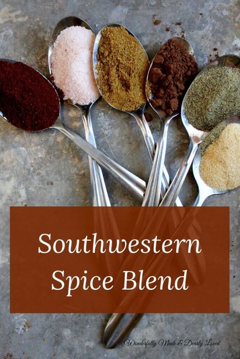 Southwestern Spice Blend Southwestern Seasoning Recipe, Season Mixes, Cocoa Powder Recipes, Southwestern Recipes, Southwestern Chicken, Soups Stews Chilis, Spice Blends Recipes, Spice Mix Recipes, Homemade Spice Blends