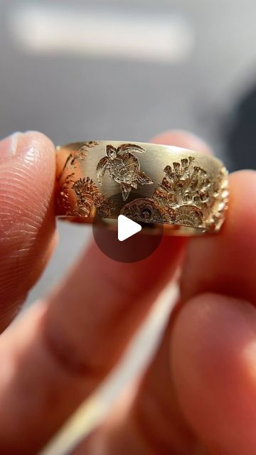 Castro Smith on Instagram: "a little underwater world around your gold finger

gold band with corals , turtles , seahorses and on the inside a message from a sea snake. 
18 carat alternative wedding band" Castro Smith, Turtle Wedding, Sea Snake, Alternative Wedding Bands, Seahorses, Underwater World, Alternative Wedding, A Sea, Gold Band