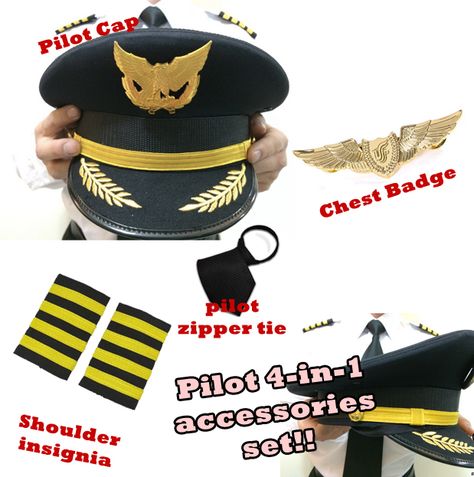 Pilot Accessories, Pilot Badge, Airport Theme, Pilot Tattoo, Pilot Wings, Pilot Costume, Pilot Hat, Ethiopian Wedding, Airplane Birthday Party