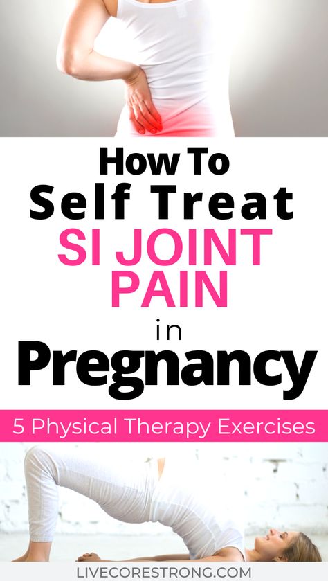 Are you suffering from SI joint pain in pregnancy like I did? Low back pain or sacroiliac joint pain during pregnancy is treatable. Physical therapy exercises can help relieve your back pain while you are pregnant. This physical therapist helps you to have SI joint pain relief during pregnancy with these easy at home exercises. These exercises are even great for postpartum SI joint pain. #sijointpain #sijointpainrelief #sijointpainreliefpregnancy #postpartumsijointpain #backpainrelief Pregnancy Back Pain, Low Back Pain Relief, Pregnancy Pain, Therapy Exercises, Physical Therapy Exercises, Prenatal Workout, Relieve Back Pain, Joints Pain Relief, Pelvic Pain