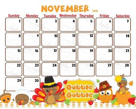 Thanksgiving Calendar, Daycare Forms, September Calendar, Month Of November, Kindness Activities, Thanksgiving 2020, November Month, Printable Thanksgiving, Thanksgiving Theme