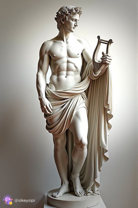 https://buysnap.tech/sikeysipi ✨This magnificent image of Apollo, generated by AI, embodies divine beauty and mythology. Add this unique work to your collection or use it to decorate your space. Visit our Telegram channel to purchase this image and discover other masterpieces! #Apollo #AIArt #GreekMythology #DigitalArt #BuyNow Greek Man Sculpture, Apollo Statue Tattoo, Greek Statues Male, Greek Mythology Apollo, Apollo Sculpture, Greek Mythology Statue, Apollo Statue, Male Body Art, Greek Men