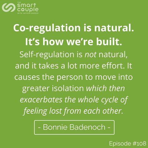 What is co-regulation and how do I feel safe in my relationship? In this episode my guest Bonnie Badenoch goes deep into the co-regulatory nervous system. We discuss the importance of interpersonal neurobiology and how we can regulate each other. Co Regulation, Interpersonal Neurobiology, Future Therapist, Trust Relationship, Narrative Therapy, Therapy Skills, Mindful Quotes, Relationship Quote, Emdr Therapy