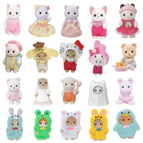 Hello Kitty Calico Critter, Sanrio Sylvanian Families, Sylvian Family Icon, Sylvian Family Aesthetic, Aesthetic Calico Critters, Calico Critters Stickers, Syvilian Families, Sylvanian Families Icon, Calico Critters Icon