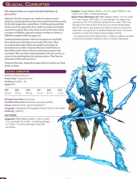 Ice Monsters Dnd, Dnd Winter Monsters, Dnd Ice Monster, Ice Creature, Ice Warriors, Ice Monster, Dnd Monster, Dnd Stats, Dnd Homebrew