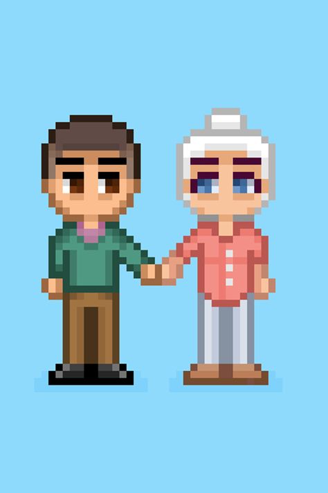 Fully customizable pixel art couples commissions open! Click the link below to order yours :) Gaming Couple Art, Matching Pixel Art, Romantic Pixel Art, Couple Pixel Art, Pixel Couple, Dancing Pixel Art, Art Couples, Older Couple, Art Couple