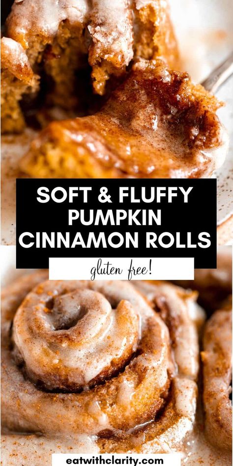 These gluten free pumpkin spice cinnamon rolls are easy to make, dairy free friendly, soft, fluffy and perfect for a gluten free fall dessert. Gluten Free Cinnamon Roll Pancakes, Paleo Cinnamon Rolls Easy, Gluten Free Sweet Rolls, Pumpkin Dairy Free Recipes, Paleo Pumpkin Roll, Gluten Free Pumpkin Cinnamon Rolls, Gluten Free Cinnamon Buns, Gluten Free Cinnamon Rolls Recipe, Paleo Cinnamon Rolls