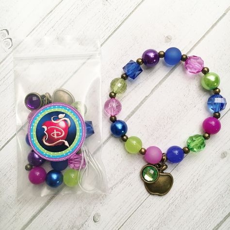 Descendants DIY Sparkle Apple Bracelet Birthday Party Favor | Etsy Descendants Games, Apple Bracelet, Descendants Party Ideas Birthdays, Slumber Party Favors, Disney Descendants Party, Descendants Party, Boho Style Bracelets, Diy Party Favors, Diy And Crafts Sewing