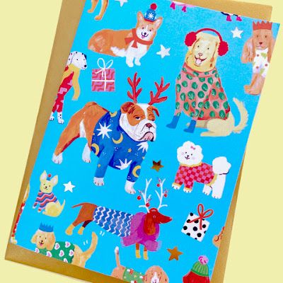 print & pattern: CHRISTMAS 2021 - jessica crawford Dog Christmas Card, Merry Bright Christmas, Christmas Aprons, Uk Gifts, Dog Christmas, Card Illustration, Free Gift Wrapping, Print Pattern, Christmas Dog