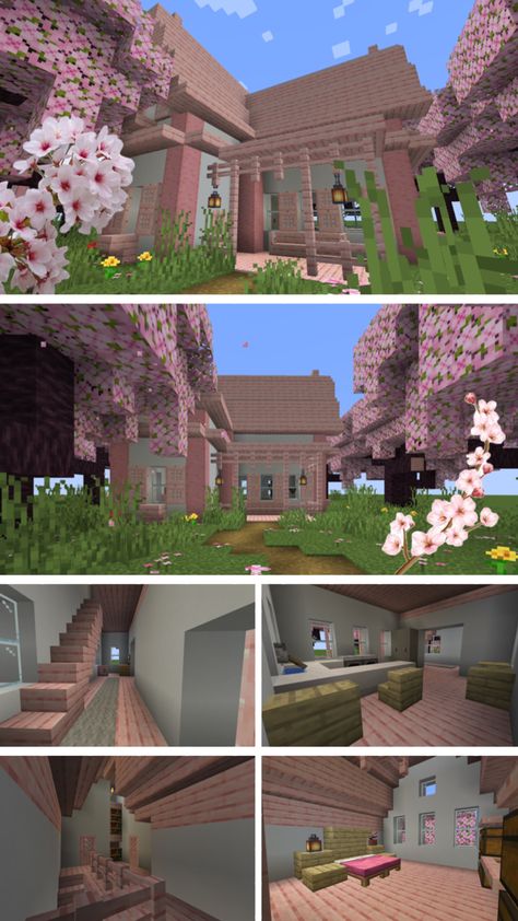 cherry blossom build 🌸 #minecraft #minecraftaesthetic #minecraftbuild #cherryblossom #pink #pinkaesthetic Cute Minecraft Houses For Couples, Pink Wood Minecraft, Minecraft Sakura House Ideas, Minecraft Building Ideas Cherry Blossom, Cherry Blossom Minecraft Build, Minecraft Houses Pink, Cute Minecraft Builds Pink, Cherry House Minecraft, Cherry Wood Minecraft House