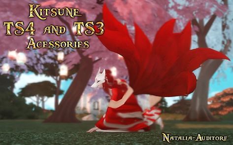 Recolourable [s3version]  with many colours [s4 version]  credit:  Kitsune tail converted from Ahri [LoL]   Texture of the mask from CsItaly kitsune mask Kitsune Tail, Ts4 Accessories, Sims Lookbook, Ts4 Clothes, Ahri Lol, Kitsune Mask, Sims 4 Cc Folder, Sims Four, Sims 4 Cc Packs