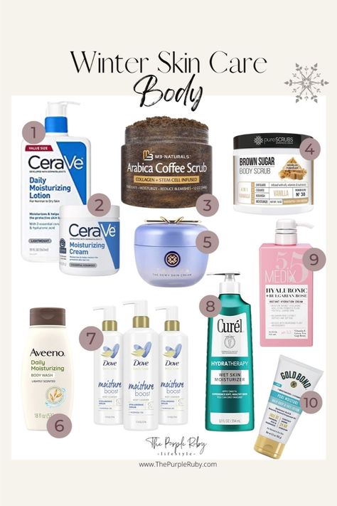 Winter Body Care Routine, Winter Skincare Routine Dry Skin, Christmas Skin Care, Winter Skin Care Products, Winter Body Care, Winter Skincare Products, Winter Moisturizer, Winter Skincare Routine, Skincare Routine Tips