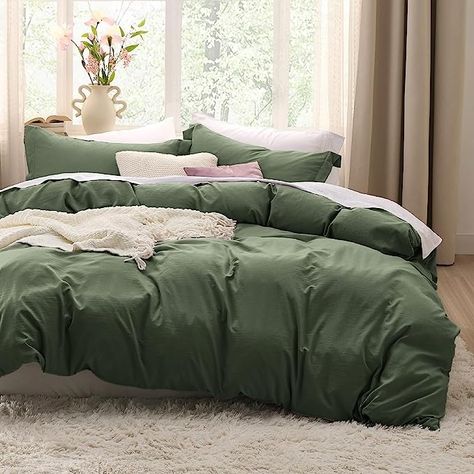 Amazon.com: Bedsure Olive Green Duvet Cover Full Size - Soft Prewashed Full Duvet Cover Set, 3 Pieces, 1 Duvet Cover 80x90 Inches with Zipper Closure and 2 Pillow Shams, Comforter Not Included : Home & Kitchen Olive Green Duvet, Green Duvet Cover, Elevated Home, Green Duvet, Green Duvet Covers, King Duvet Cover Sets, Full Duvet Cover, Queen Duvet Cover, White Duvet Covers