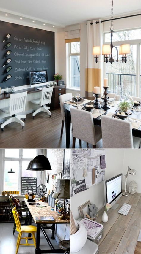 I am in love with the dining room + desk area for a studio work space. Heart Heart Heart! Office Dining Room Combo, Dining Room Decor Apartment, Dining Room Office Combo, Dining Room Living Room Combo, Living Room Office Combo, Small Living Dining, Apartment Furniture Layout, Gorgeous Office, Modern Farmhouse Dining Room