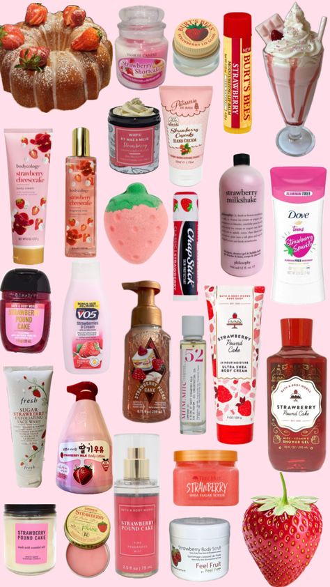 how to smell like #strawberry How To Smell Like Strawberry Shortcake, Smell Like Strawberries And Vanilla, How To Smell Like Candy, How To Smell Like A Bakery, Strawberry Scented Products, How To Smell Like Strawberries, Strawberry Vibes, Vanilla Skin, Strawberry Clothing