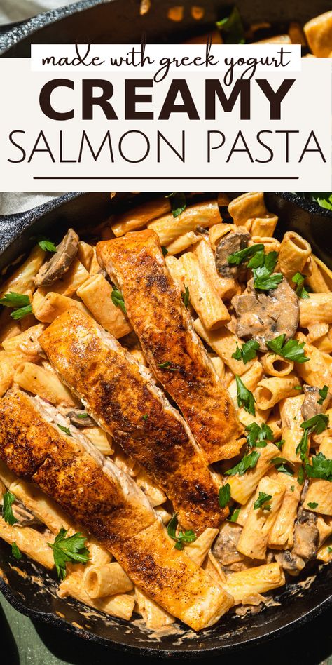 Greek Yogurt Pasta Sauce, Diet Pasta Recipes, Greek Yogurt Pasta, Salmon Pasta Recipe, Salmon Noodles, Diet Pasta, Creamy Salmon Pasta, Salmon Pasta Recipes, Greek Yogurt Sauce